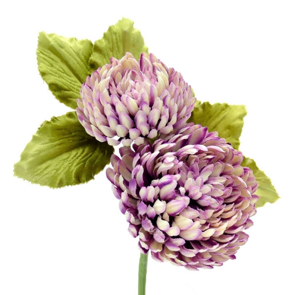 Ramillete de dos flores de tela de colores crudo y malva empolvado