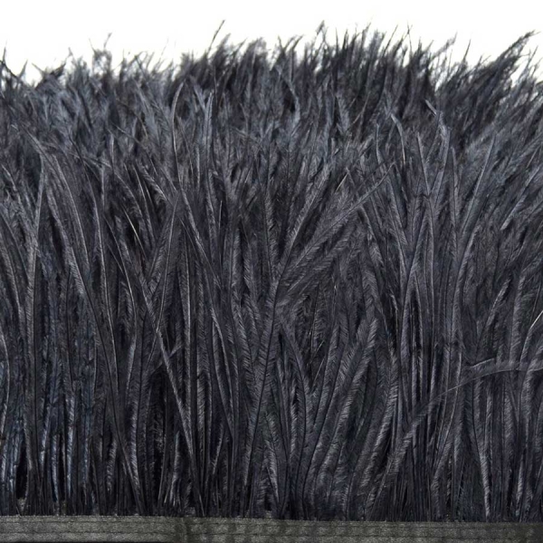 Fleco Avestruz Doble Capa, Corte 20 cm - 001-NEGRO