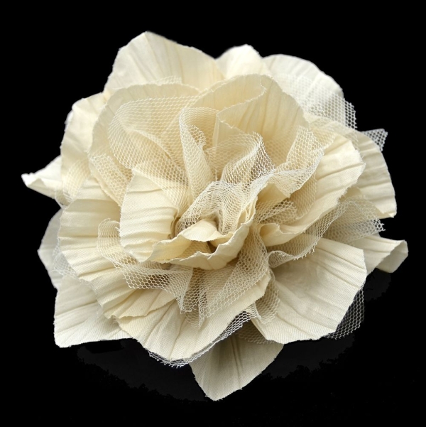 Flor Organza y Tul, 11- 14 cm. - 026-BEIGE