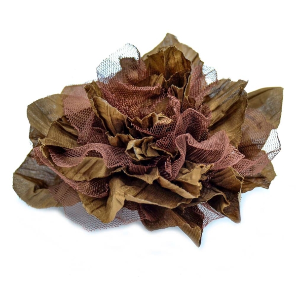 Flor Organza y Tul, 11- 14 cm. - 036-MARRON