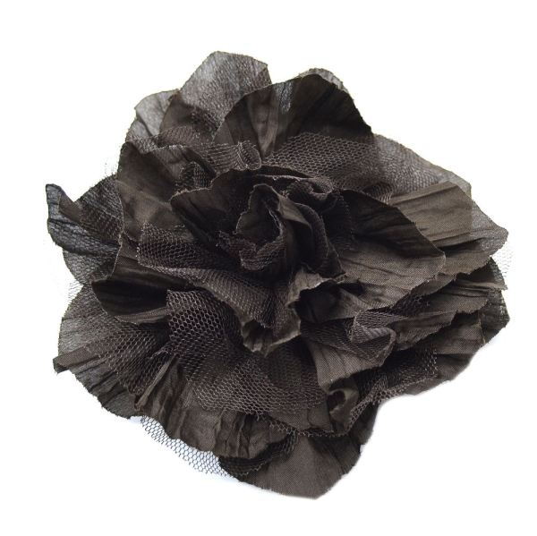 Flor Organza y Tul, 11- 14 cm. - 039-CHOCOLATE
