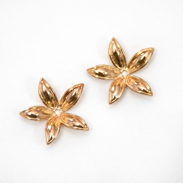 Flor Metalica Jazmin, 2 Unidades. - 055-DORADO