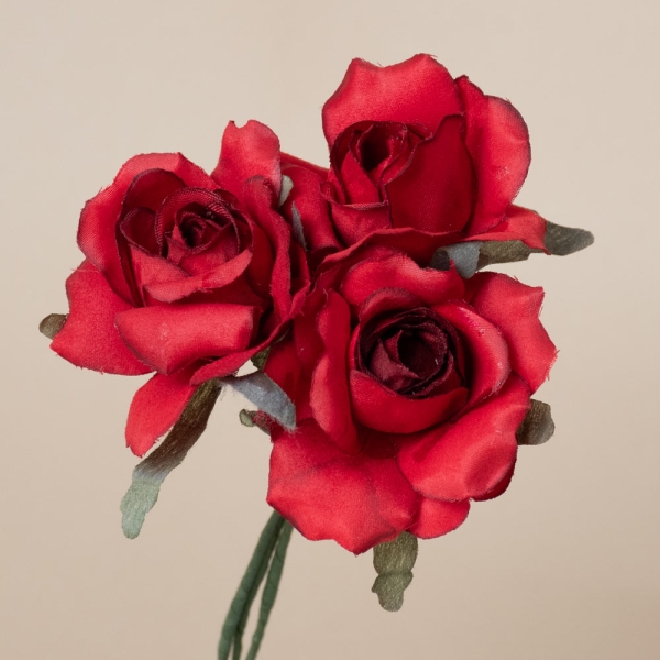 Rosas Mini, 3 Flores. - 070-ROJO